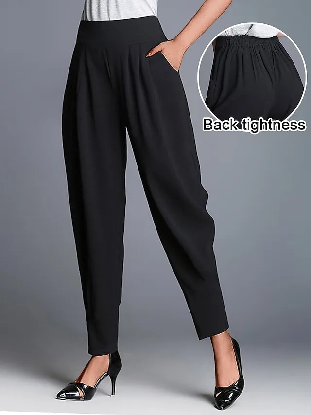 Women's Skinny Pants Trousers Tapered Carrot Pants Black High Waist Fashion Streetwear Street Daily Wear Vacation Pocket Full Length Comfort Plain S M L XL 2XL