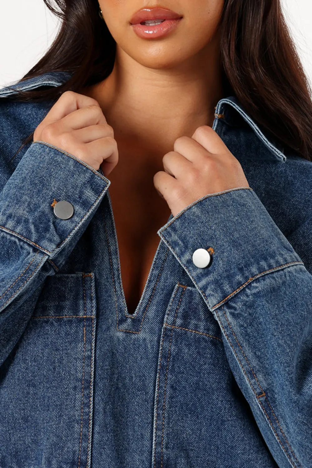 DENIM STYLE LONG SLEEVE DRESS