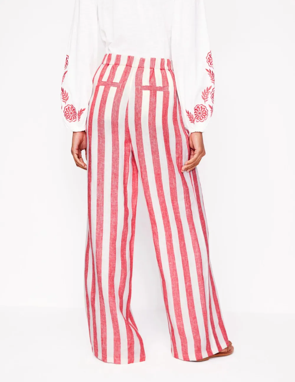 Strawberry Tart Red Stripe Linen Pants