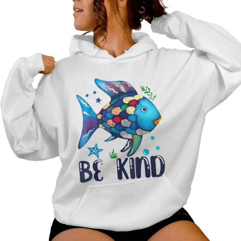 Be Kind Rainbow Fish World Book Day Rainbow Scale Fish Women Hoodie