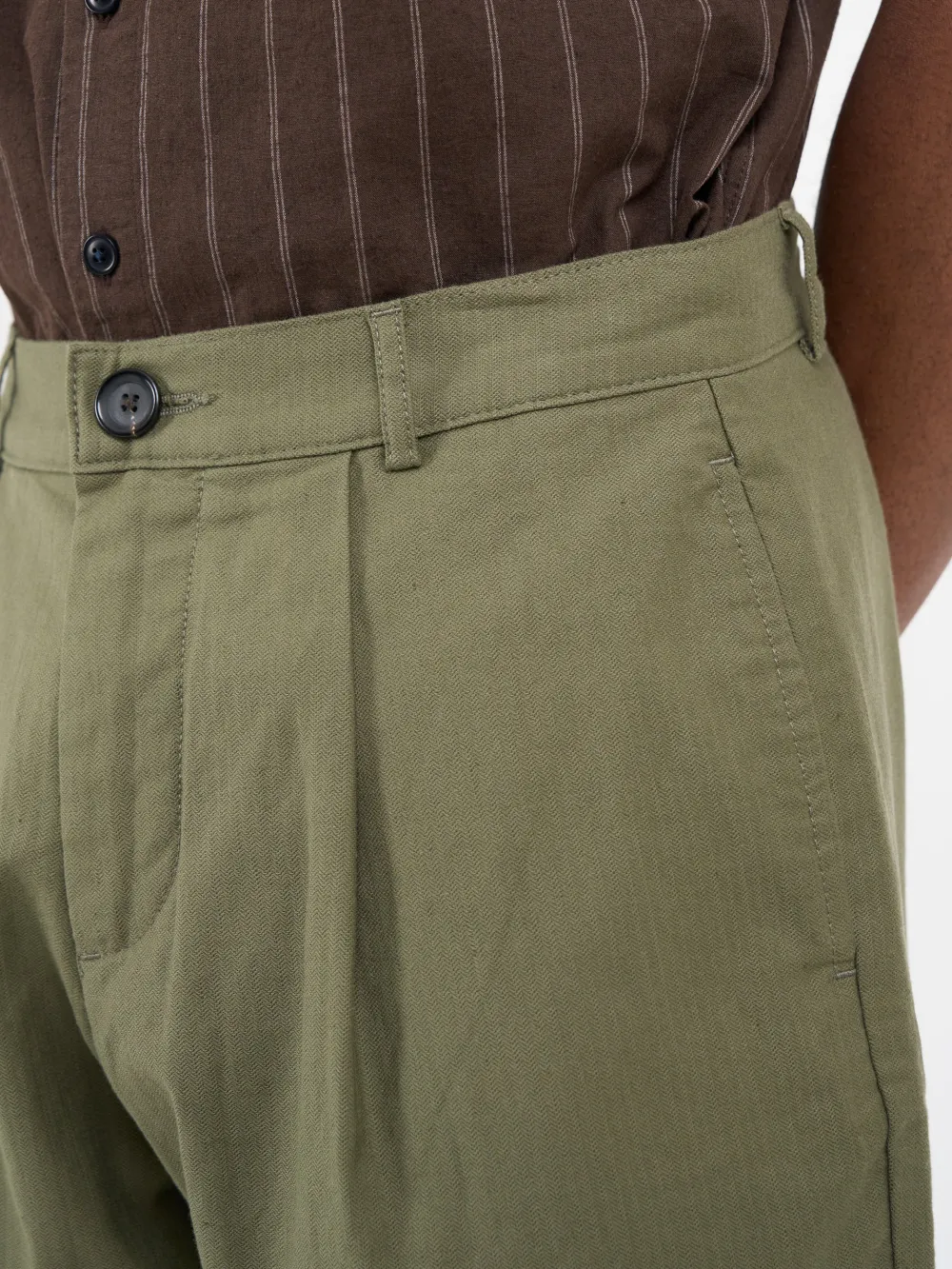 Green Linen-Cotton Shorts