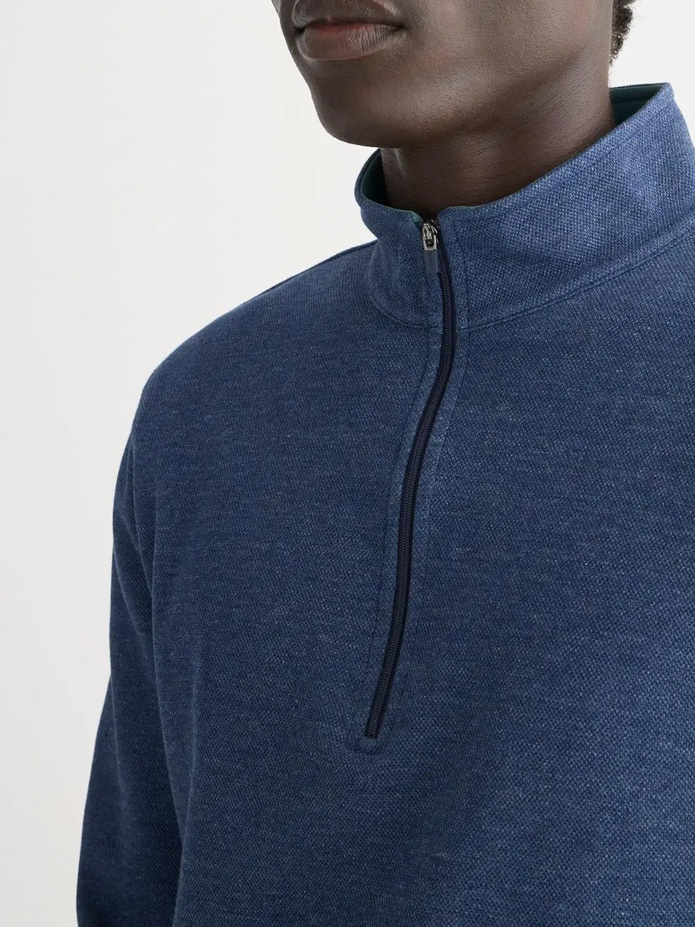 Blue Quarter Zip Men's Casual Sweatshirt