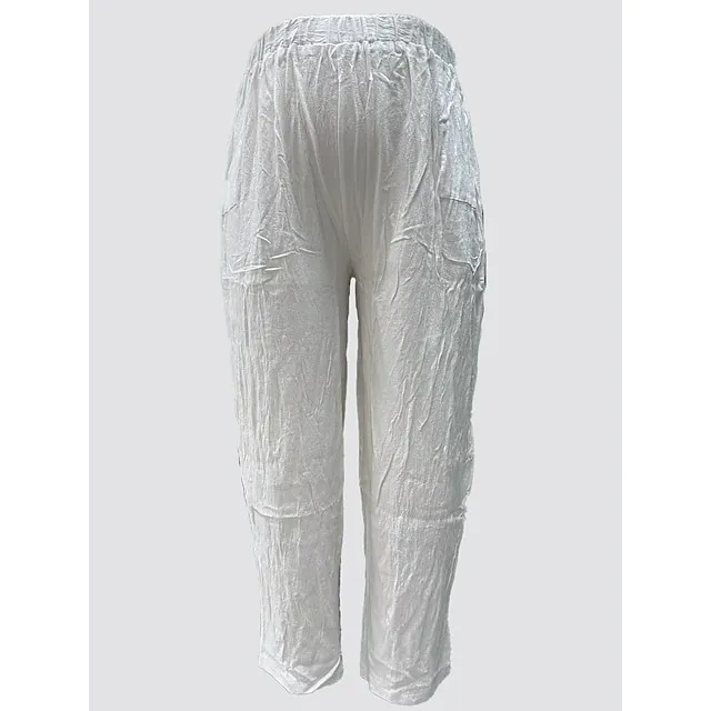 Women's Cotton And Linen Lounge Pants Solid Color Loose Casual Pants Home Street Daily Harem Trousers