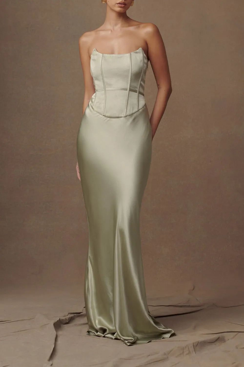 Satin Strapless Maxi Dress