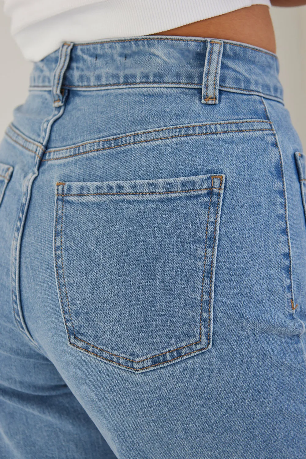 Light Blue High Rise Wide Leg Pocket Jean