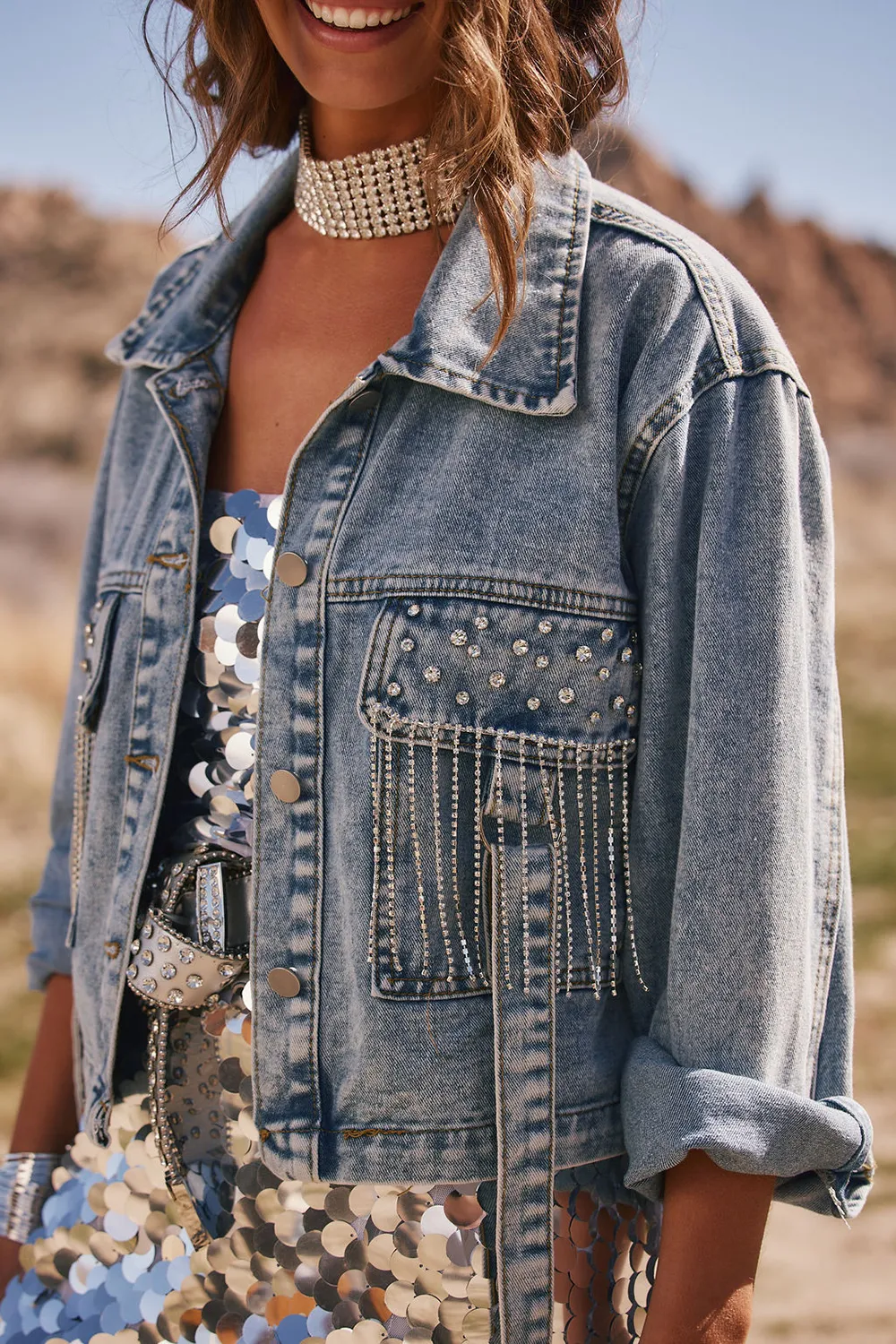 Rhinestone Denim Jacket
