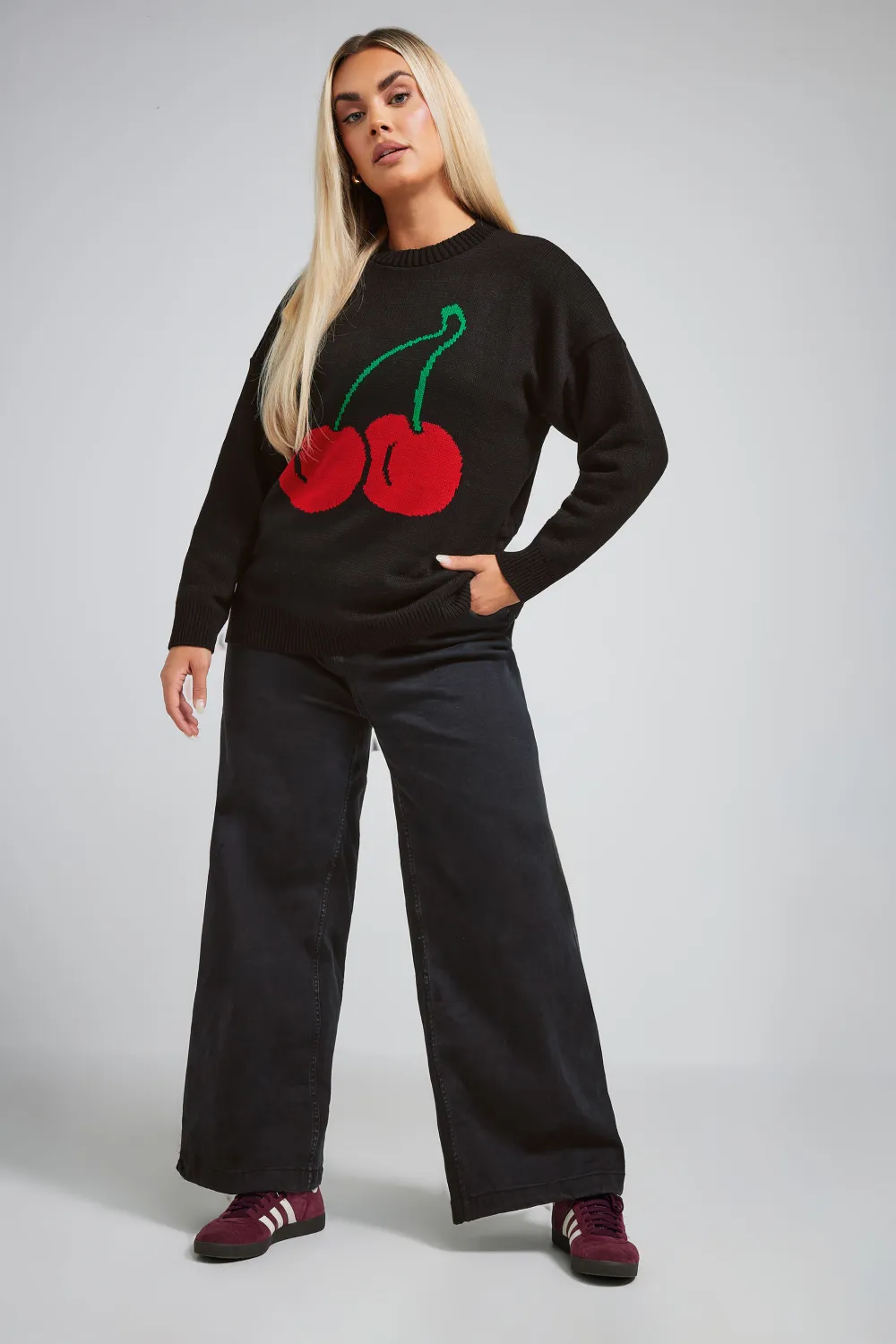 LIMITED COLLECTION Curve Black Cherry Knitted Jumper