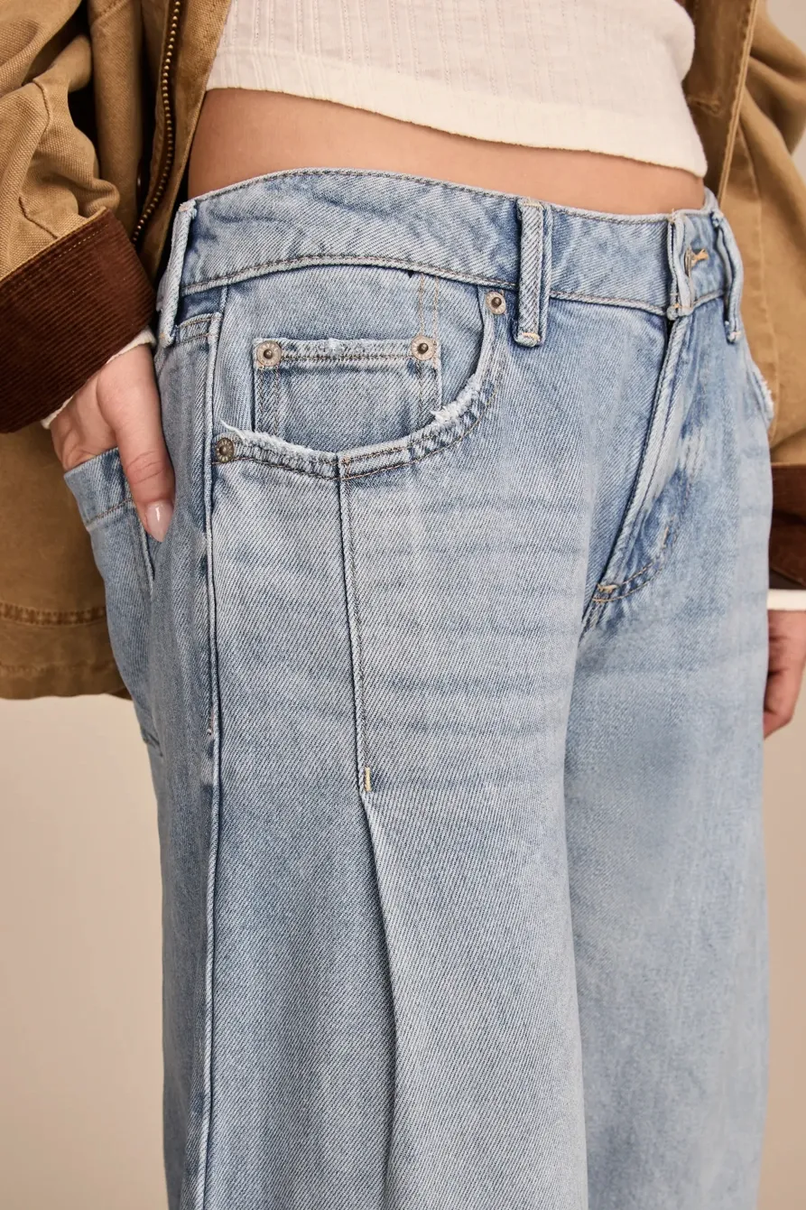 Wide Leg Pleated Liquid Denim Luxe Palazzo