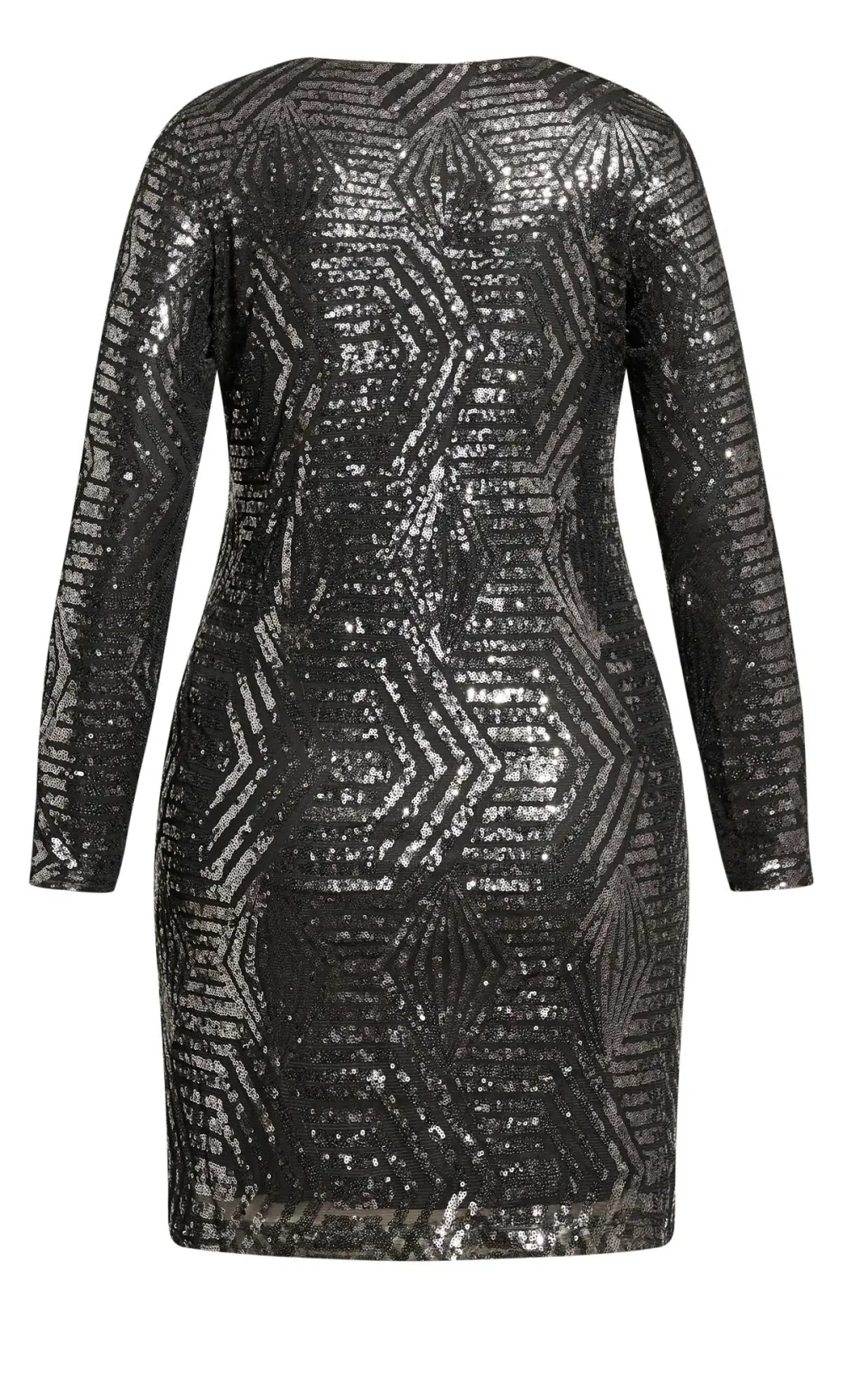 Evans Black & Silver Sequin Geometric Mini Dress