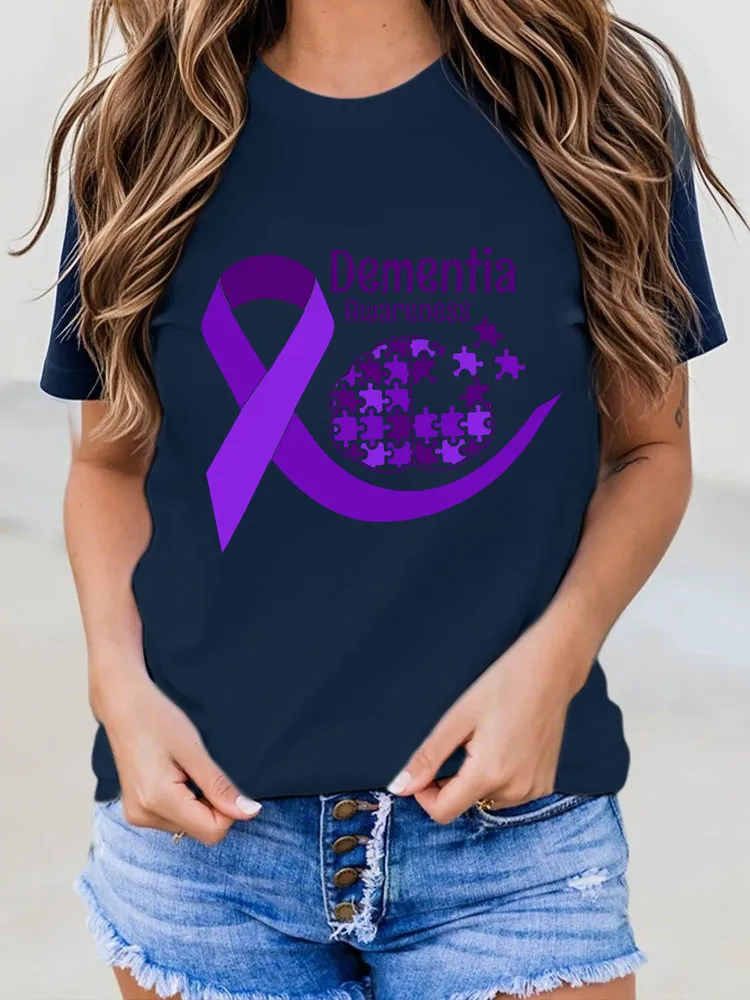 Women's Dementia Doesn't Come With A Manual Dementia Warrior Support Print T-Shirt