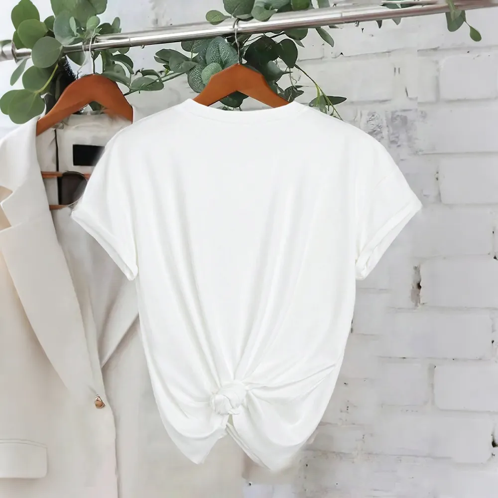 Happy Easter Printed Round Neck Short Sleeve T-Shirt