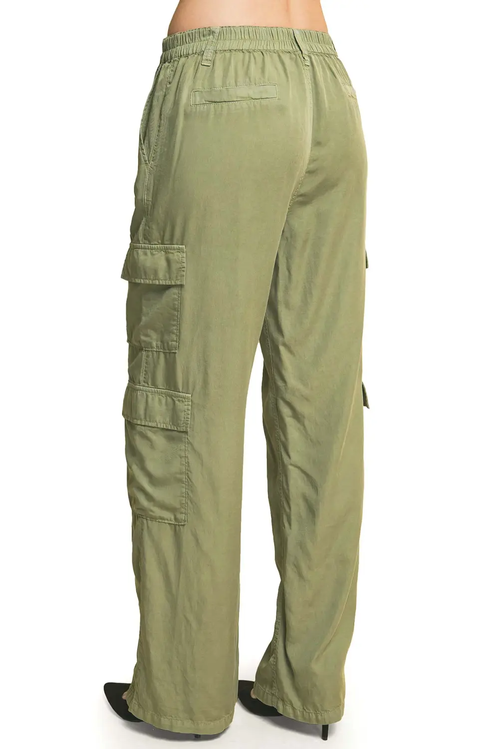 Light Olive Green Cargo Wide - Leg Pants