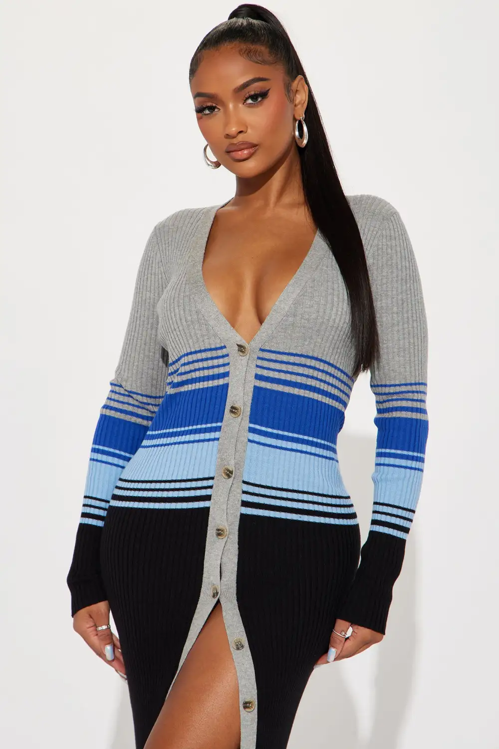 Braya Striped Cardigan - Blue/combo