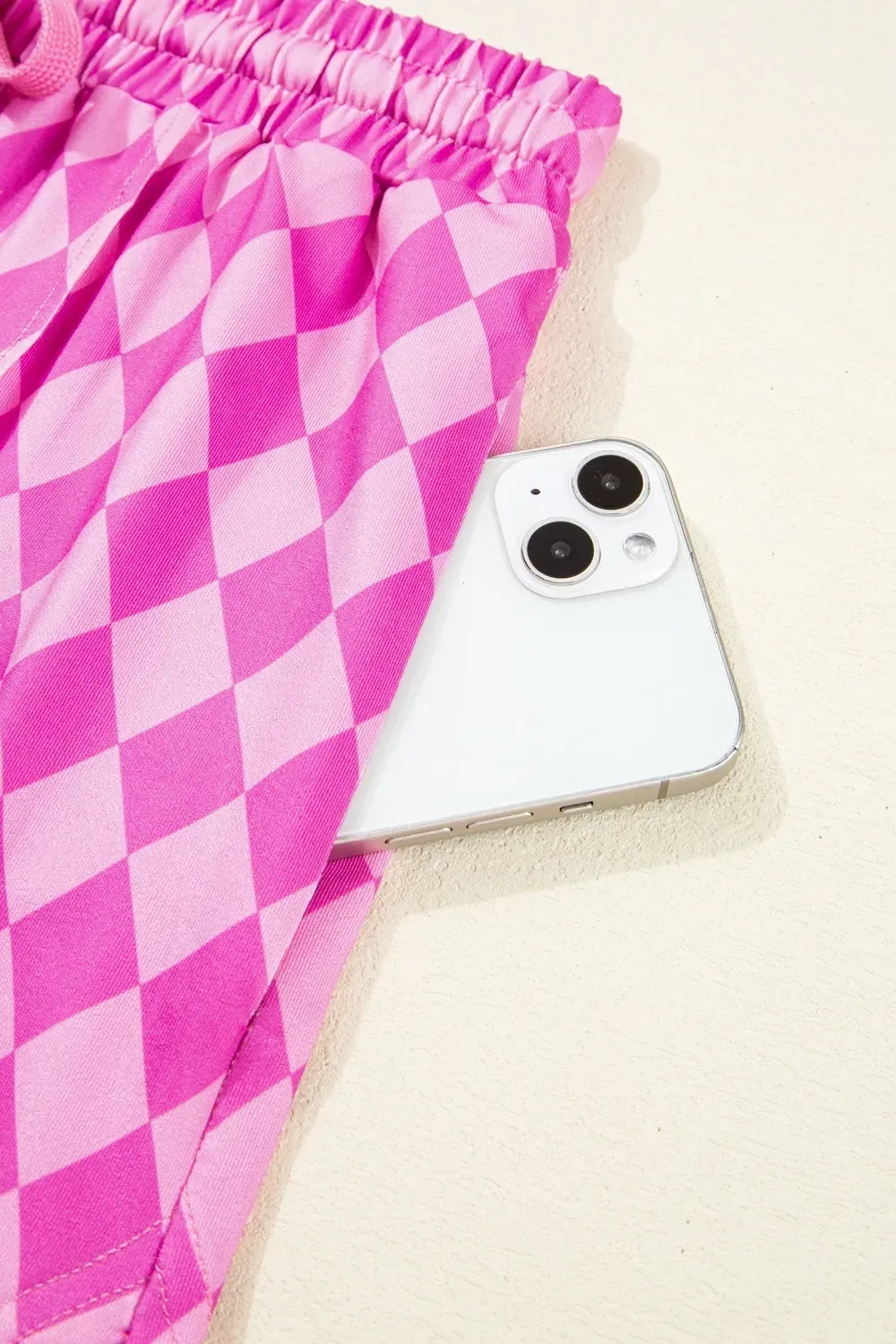 Personalized Loose Pink Plaid Hight Waist Shorts