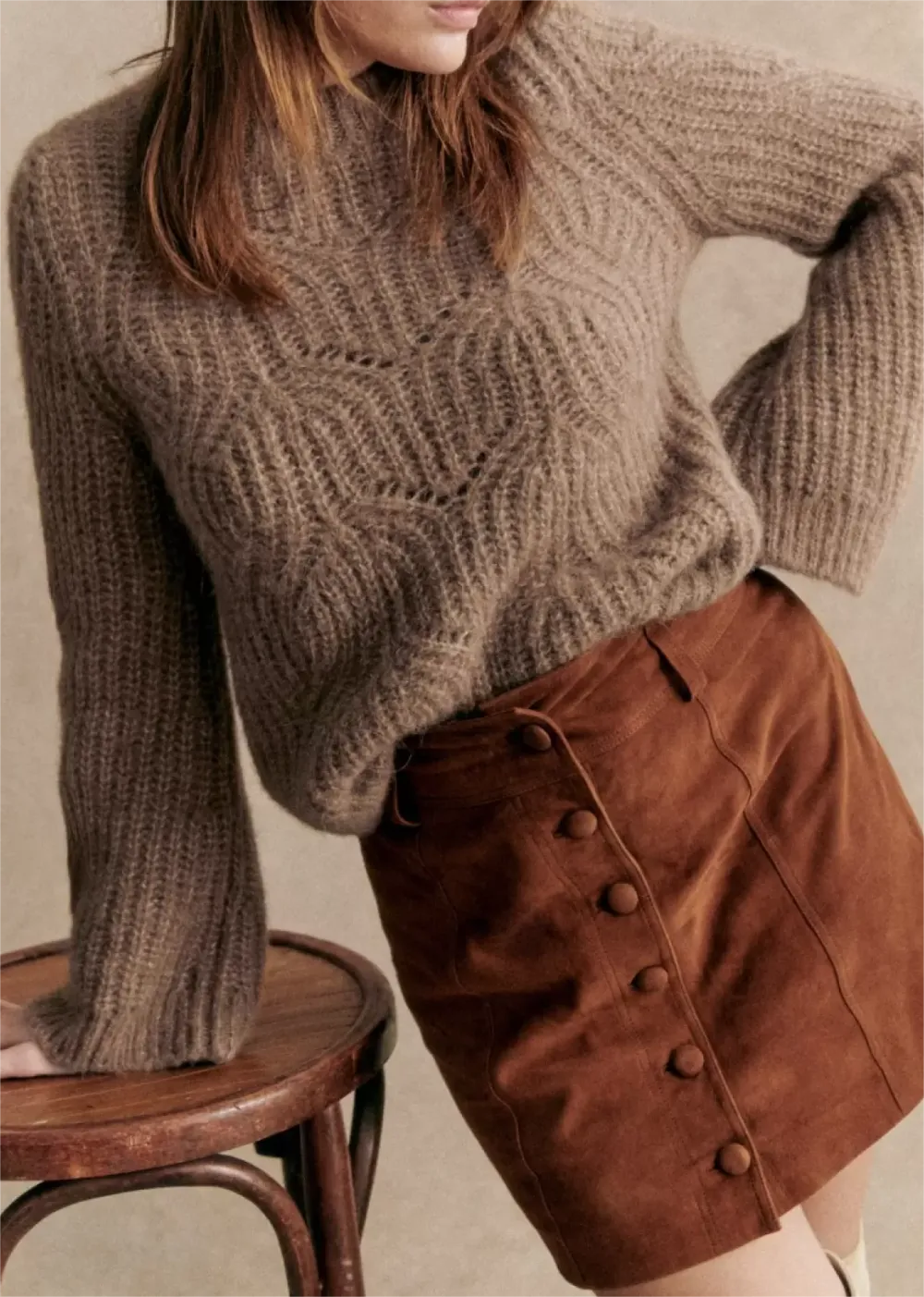 Cable Knit Crew Neck Sweater