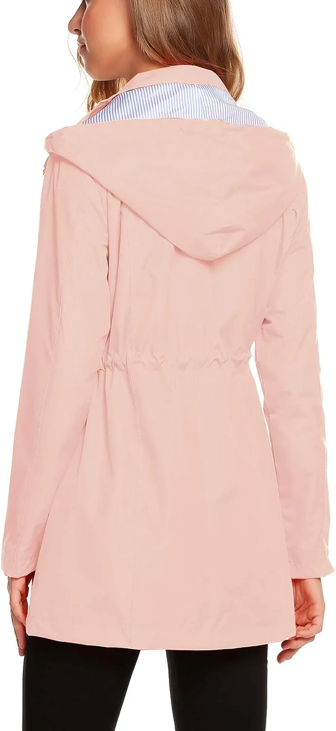 Womens Lightweight Hooded Waterproof Active Outdoor Rain Jacket S-XXL