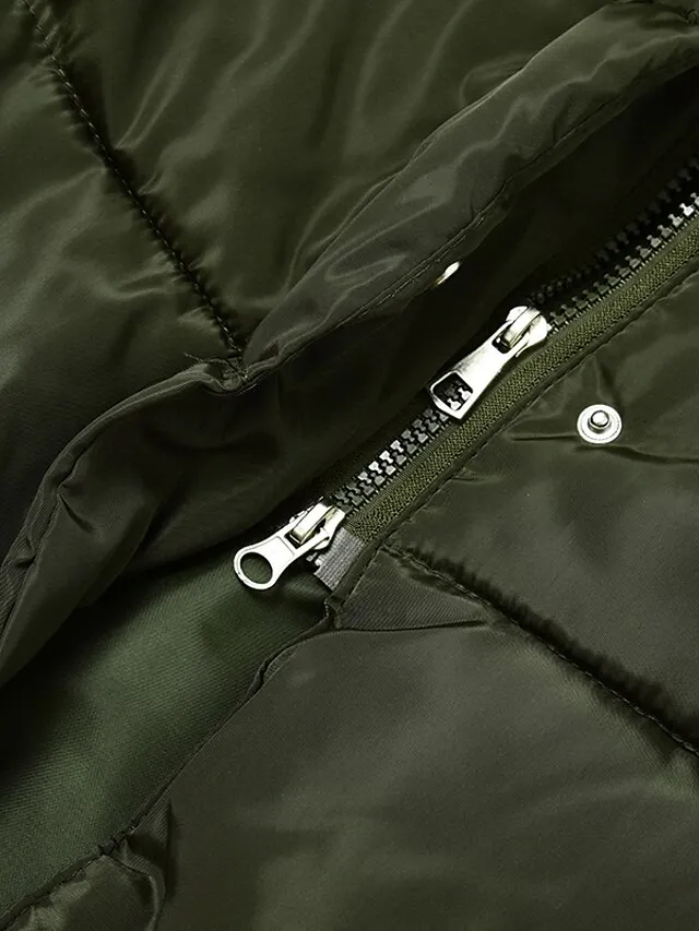 Women's Winter Jacket Puffer Jacket Hoodie Jacket Outdoor Street Daily Winter Fall Long Coat Regular Fit Windproof Warm Sports Streetwear Casual Jacket Long Sleeve Solid Color Rust Red caramel