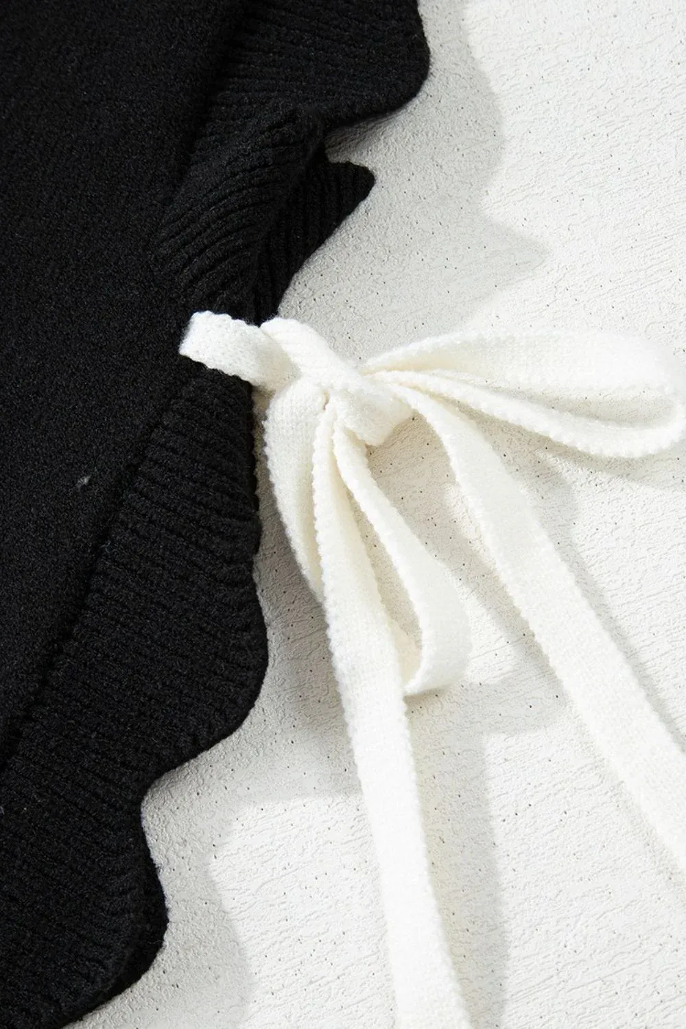 Bow Simple Temperament Fit versatile black  Knit Sweater