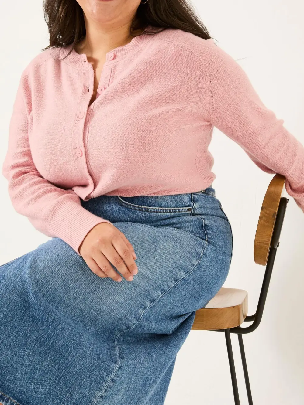 Mid Pink Selah Knitted Button Front Cardigan