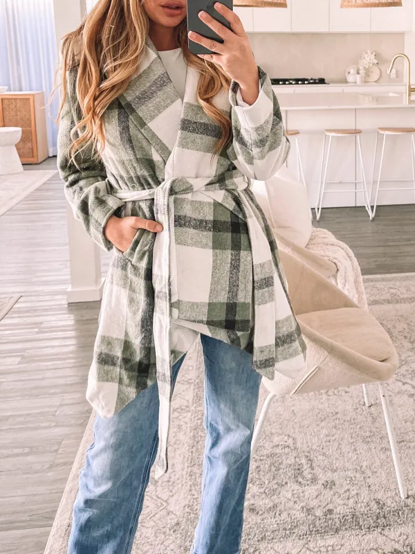 Green Check Daily Long sleeves Jacket