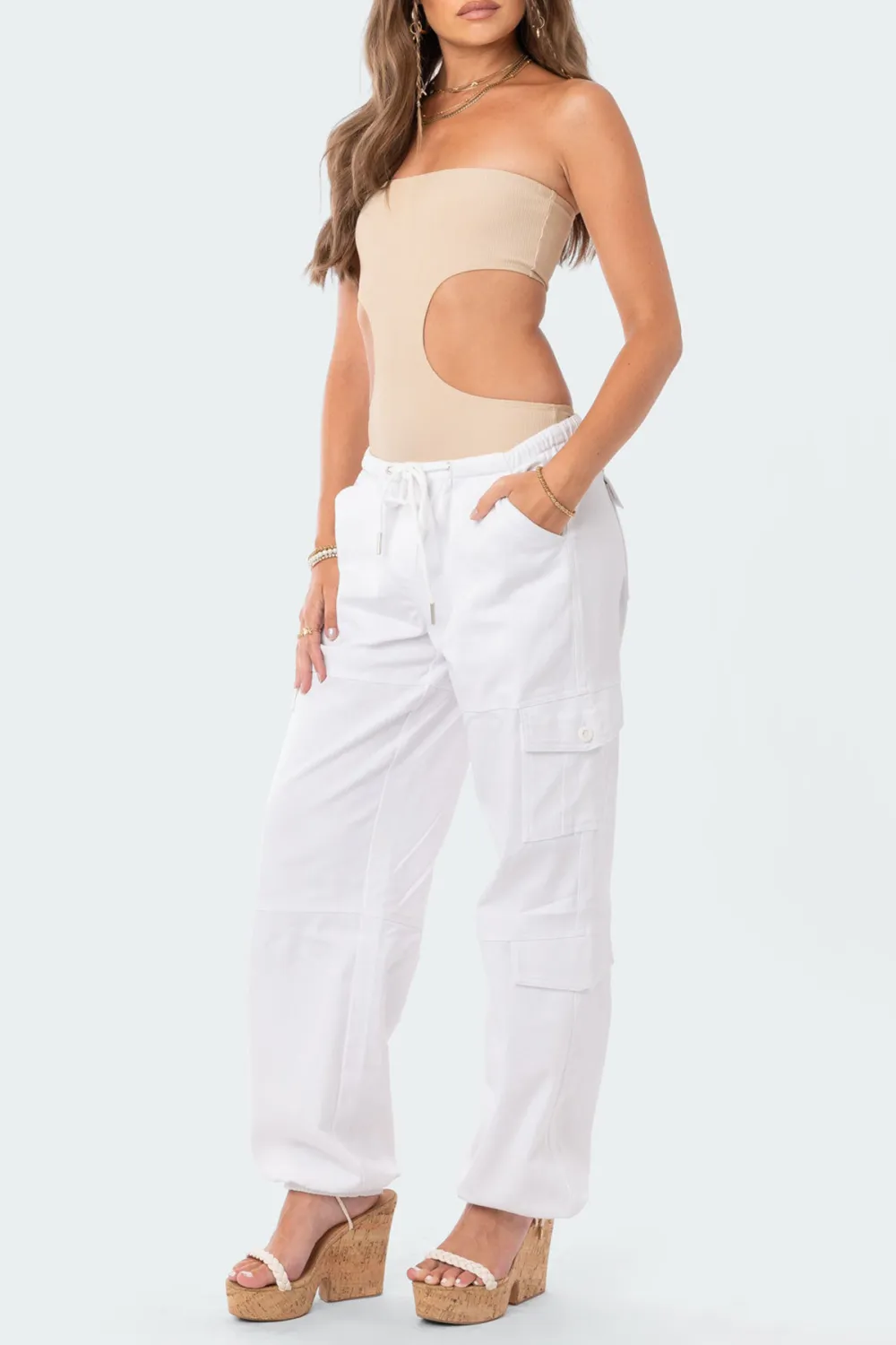 Tube Top Ribbed Cut Out Bodysuit