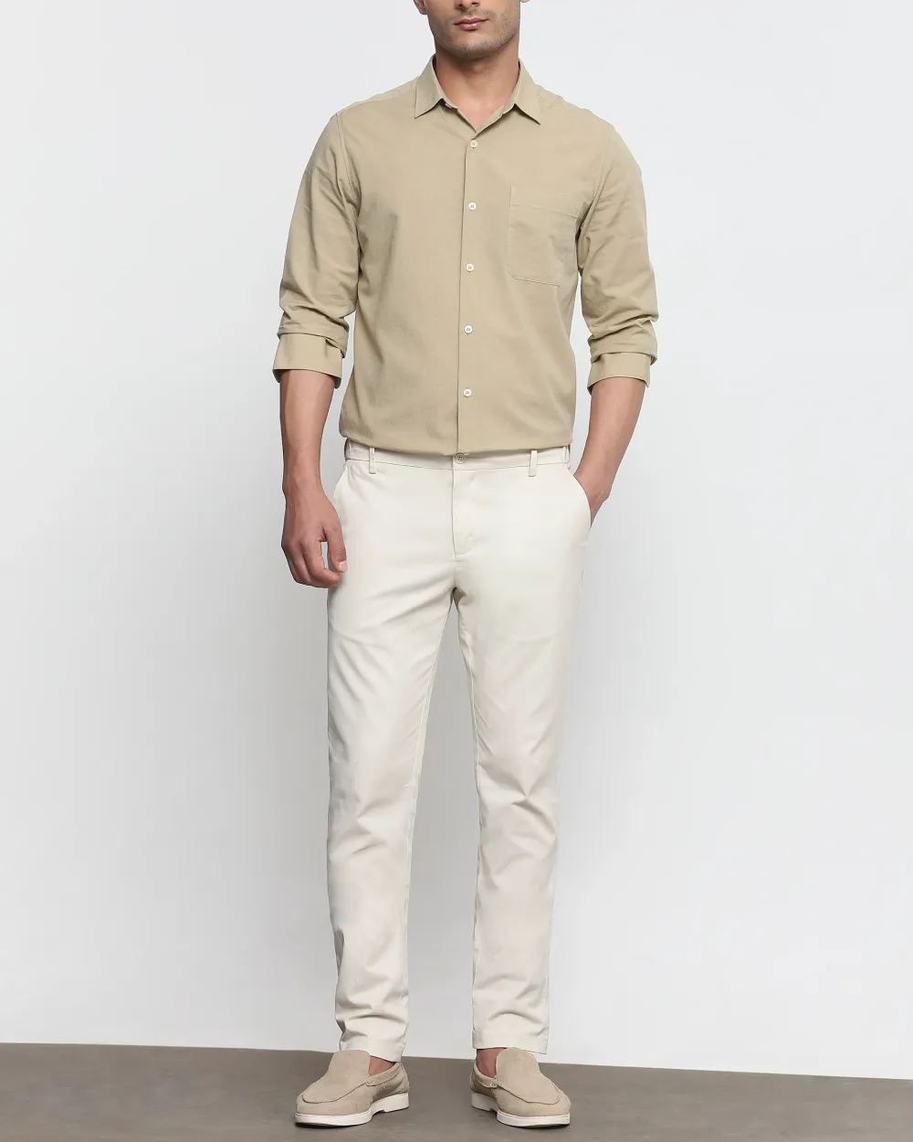 Leisure Simple Daily Slim-Fit Breathable Beige Shirt