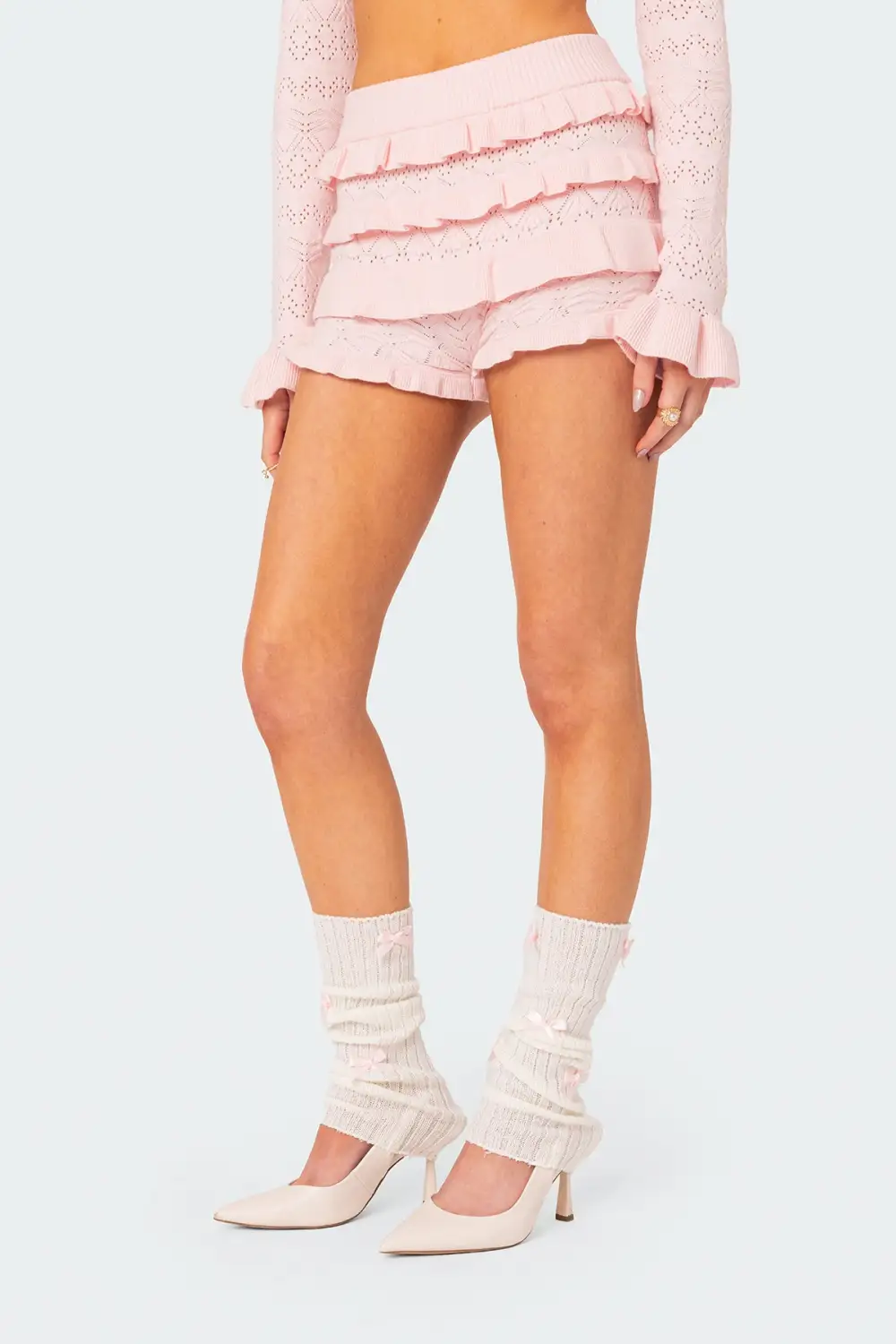 Multi-layer Ruffle Knitted Shorts