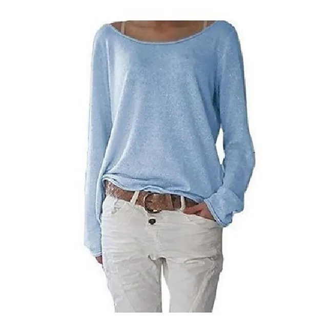 T shirt Tee Women's Light Blue Watermelon powder White Solid / Plain Color Basic Soft Daily S