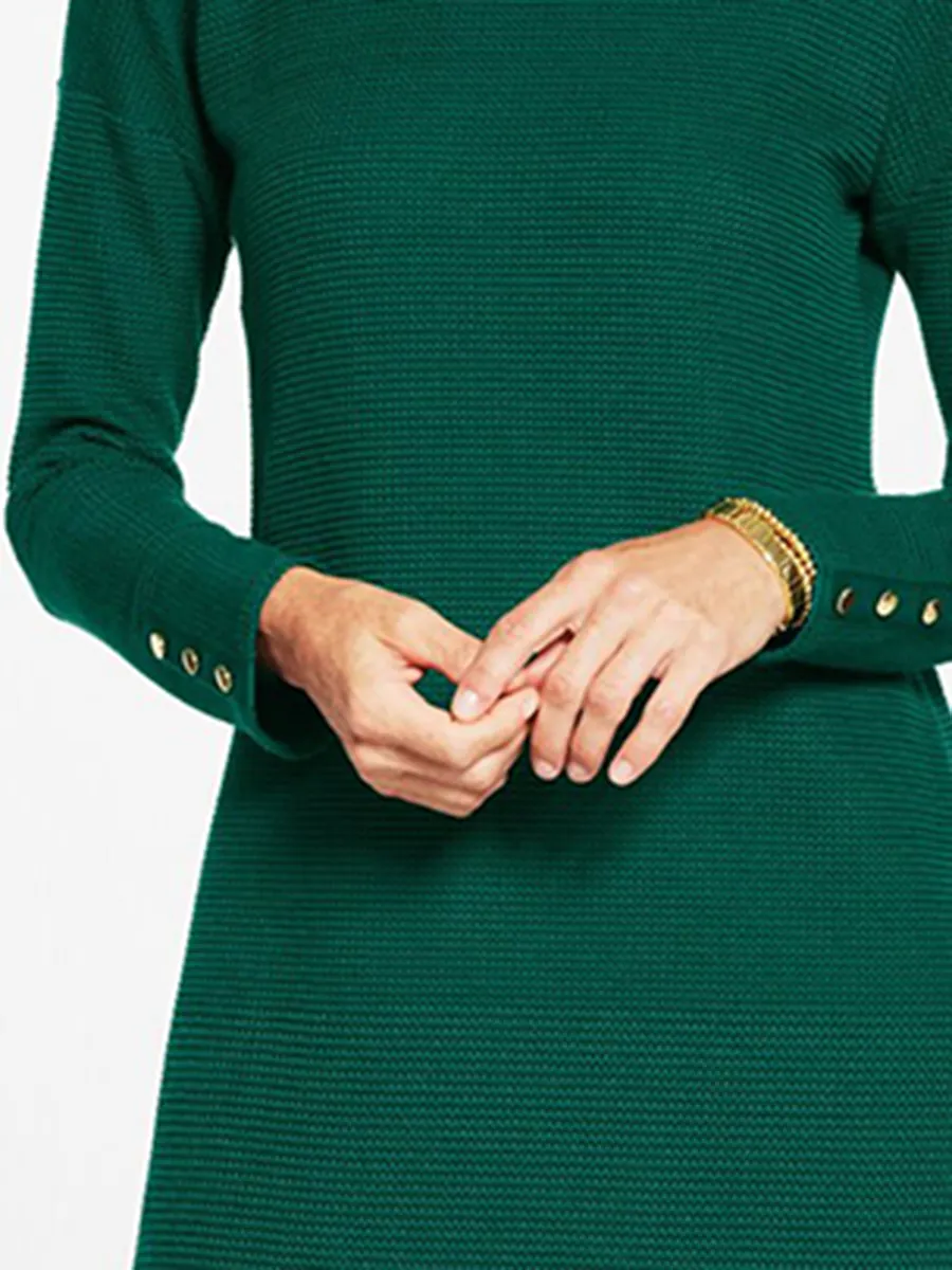 Women'S Chic Turtleneck Knit Slim-Fit Midi Dress