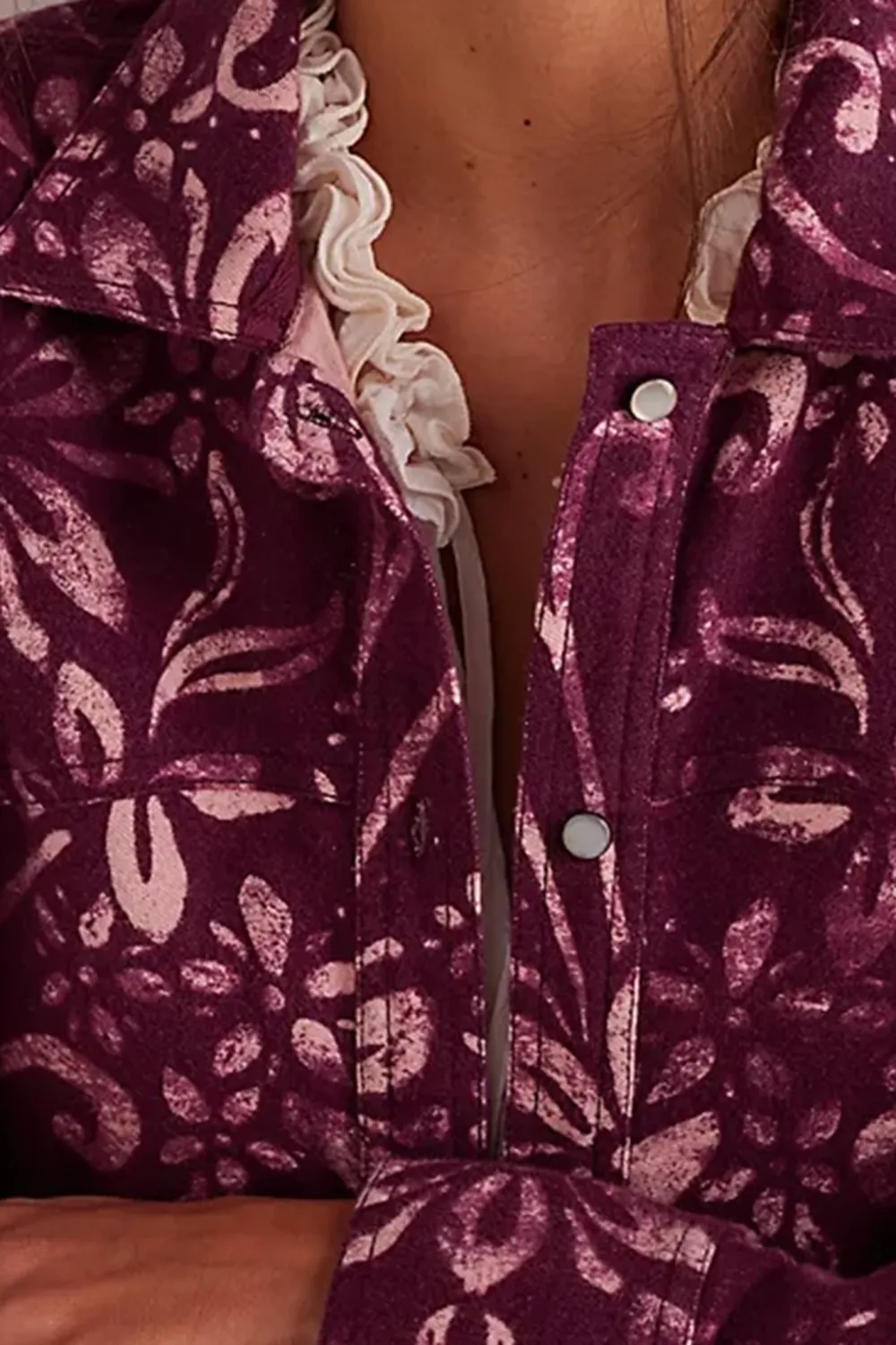 Floral Pattern Button Front Shirt