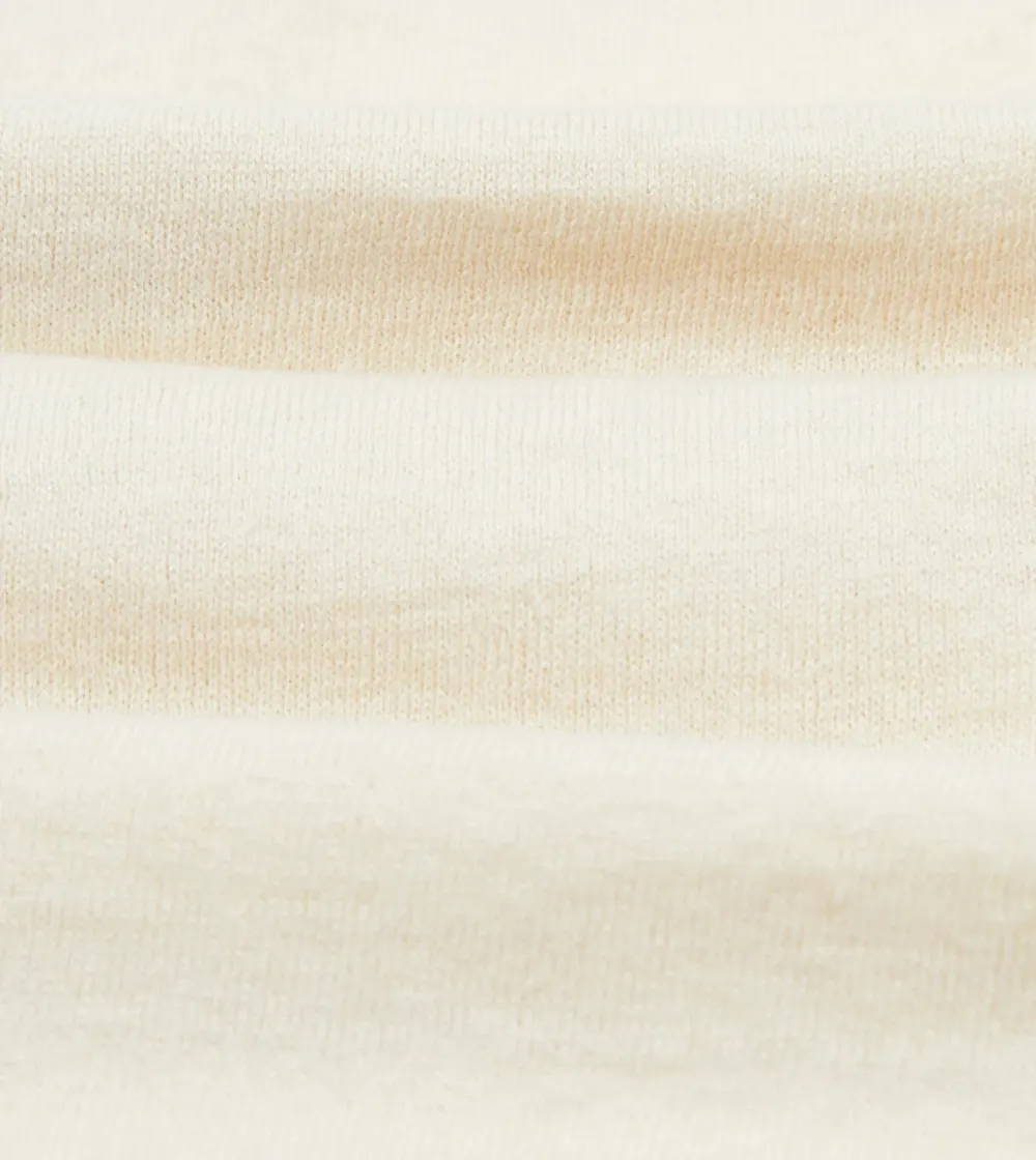 Casual Style Ecru Knitted Linen-Cotton Short-Sleeve Polo Shirt