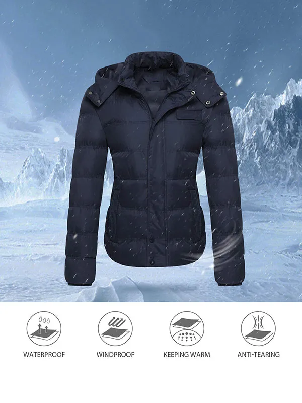 Women's thick winter jacket quilted warm down jacket with detachable hood