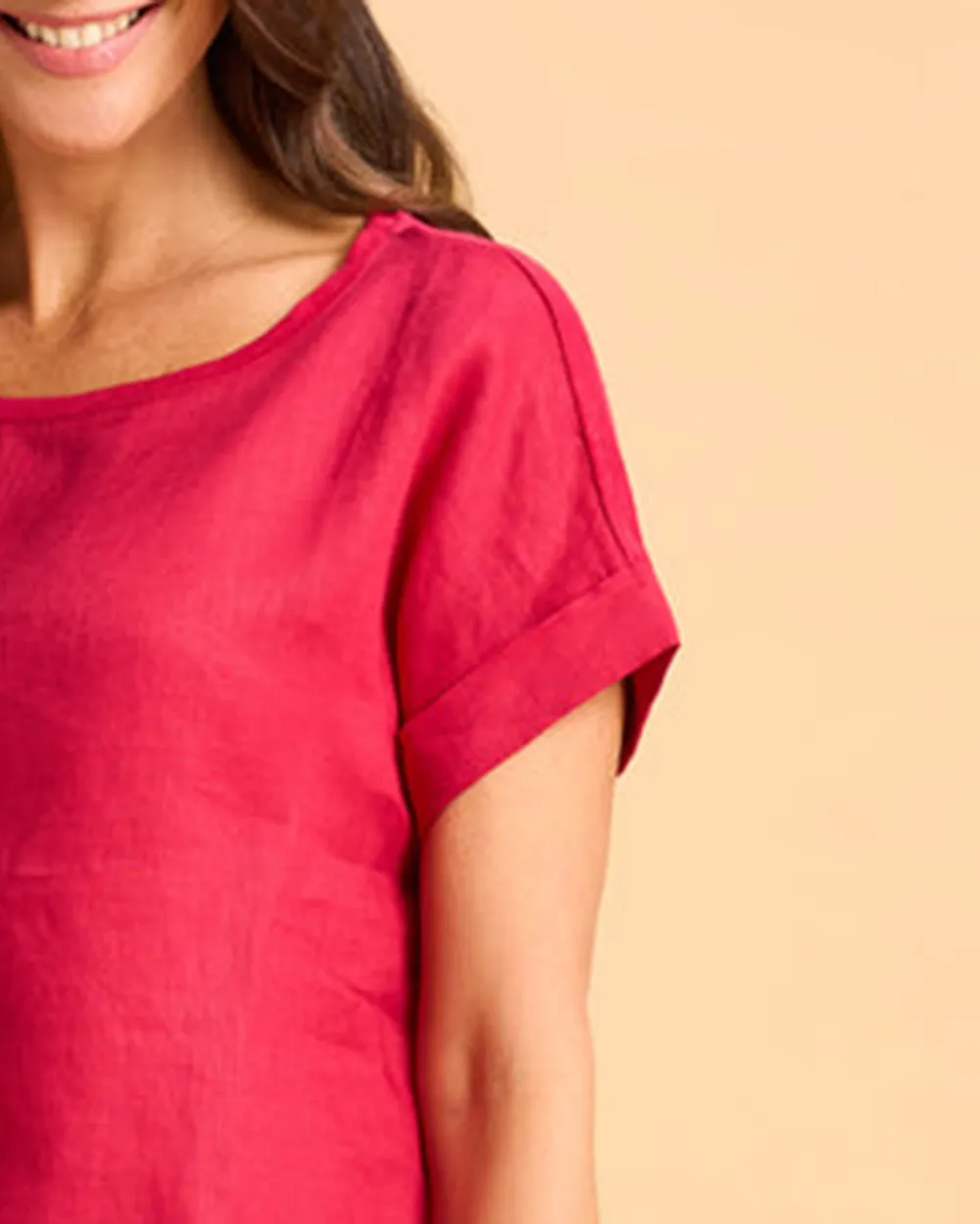 Loose Fit Short Sleeve Linen Top