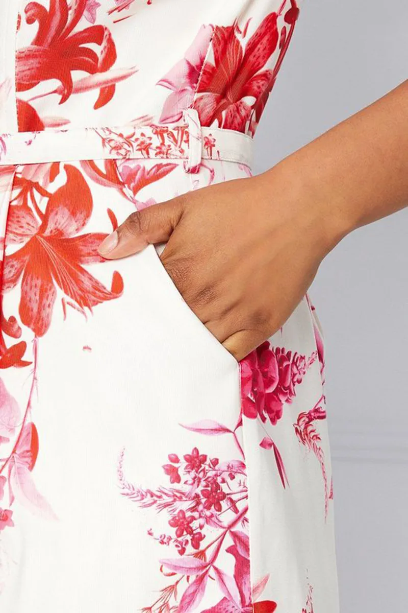 Casual Style Tropical Floral Jumpsuit