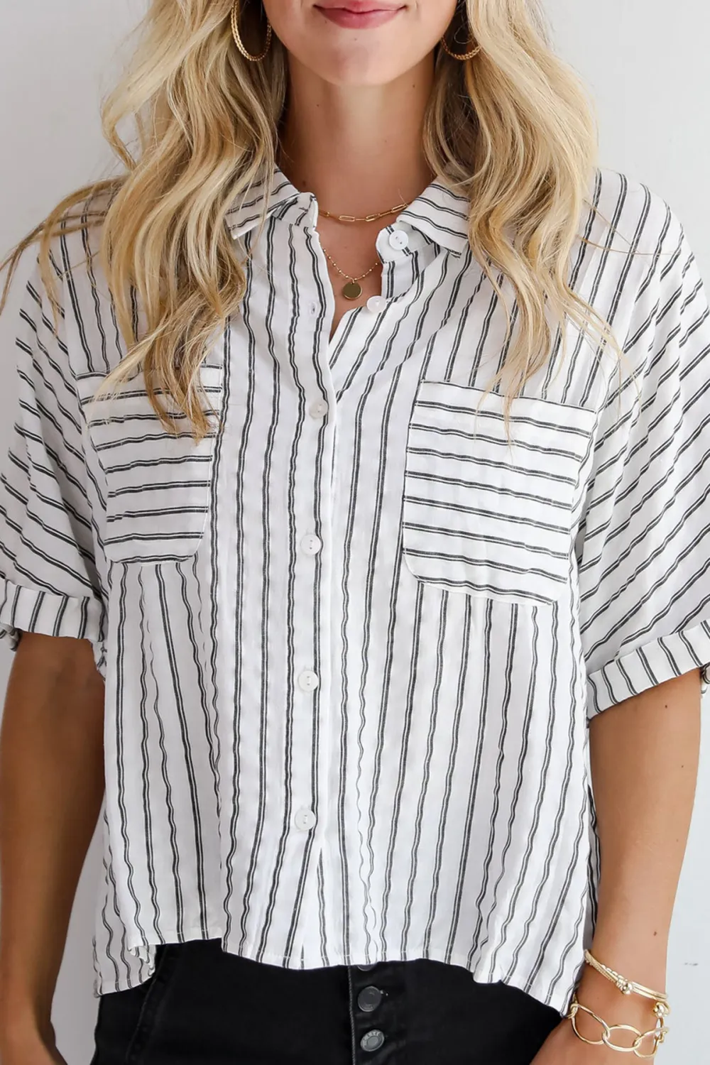 Ultra Darling White Striped Blouse