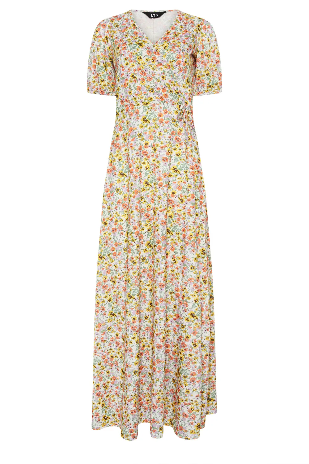 LTS Tall Yellow Ditsy Floral Print Maxi Wrap Dress