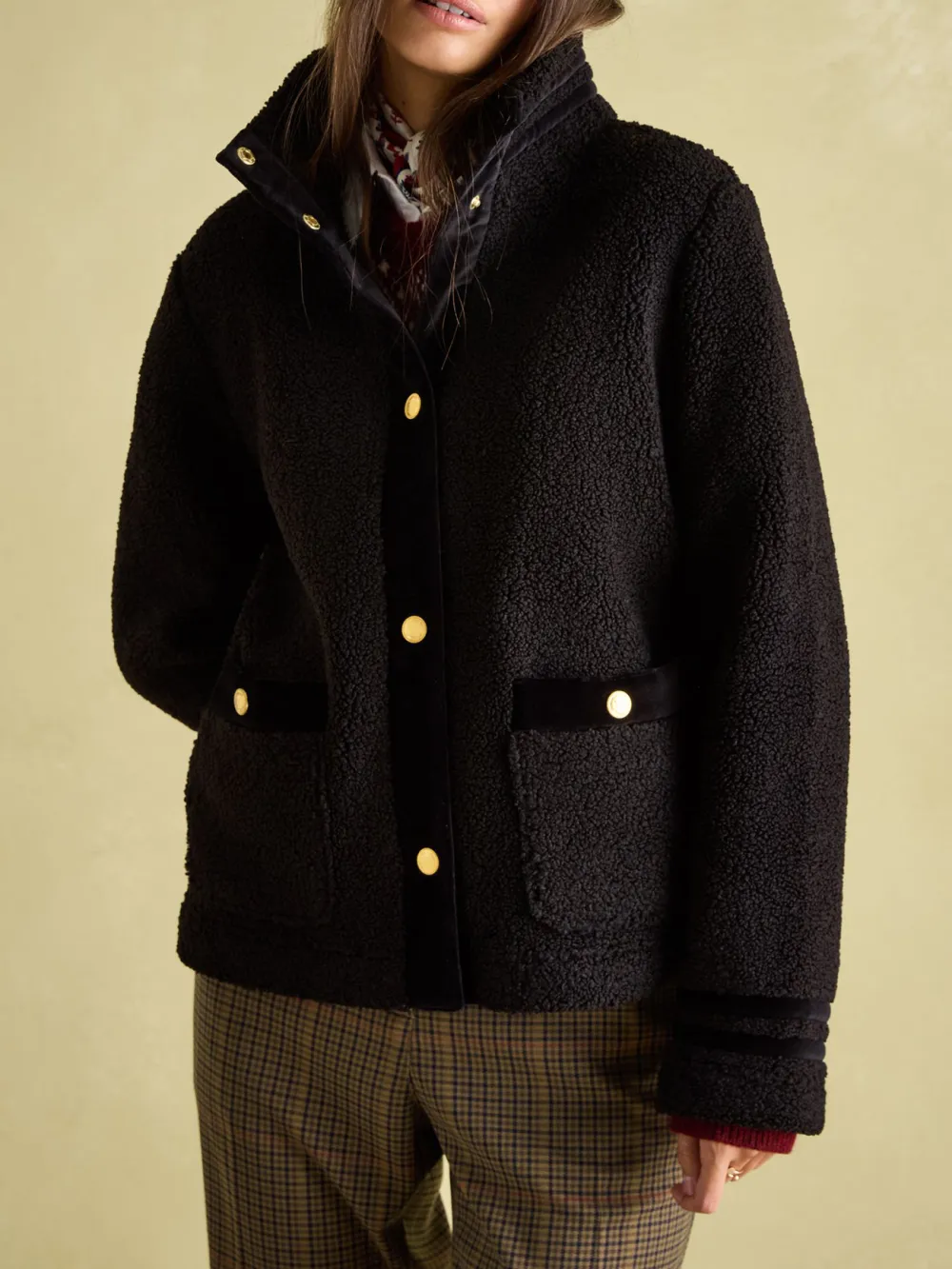 Funnel Neck Black Fleece Jacket