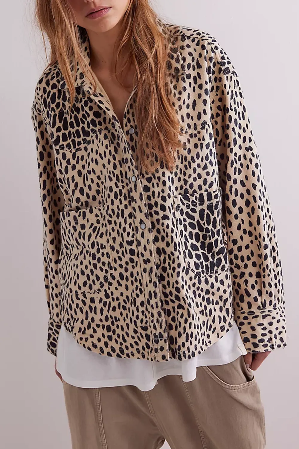 Leopard Print Button Front Shirt
