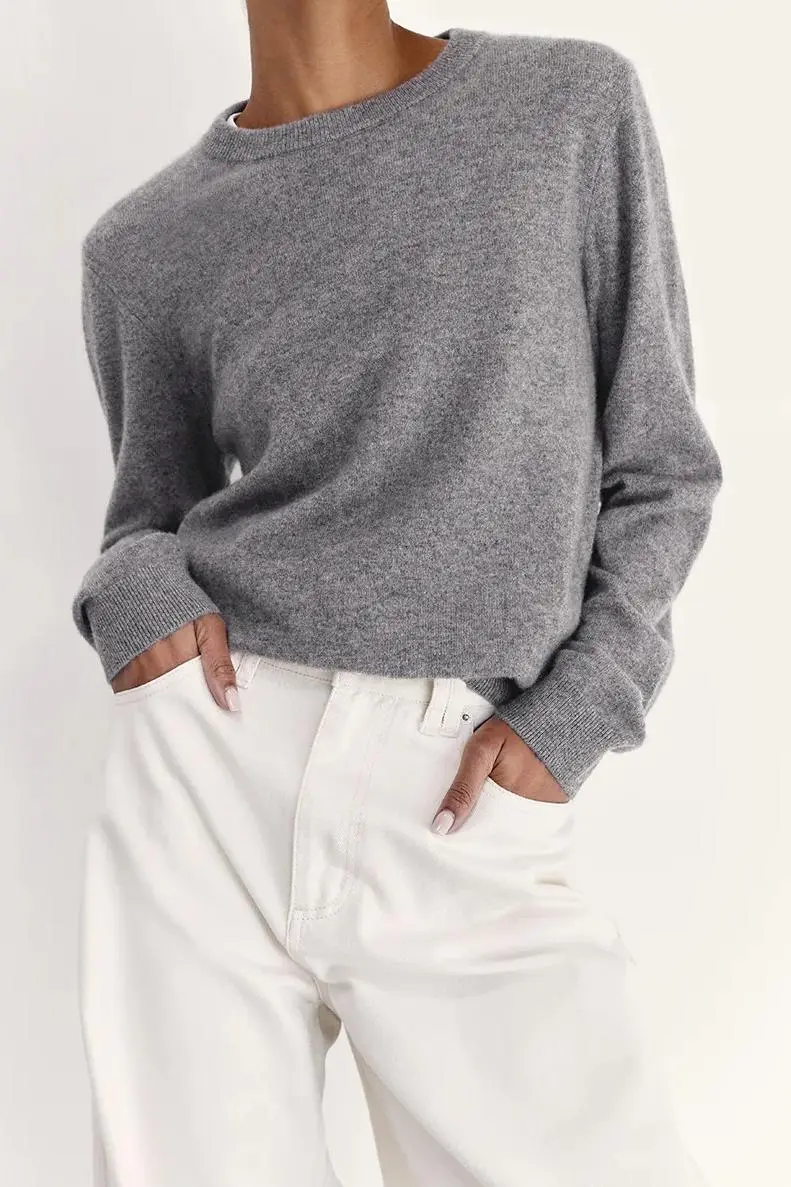 GREY CASHMERE KNIT JUMPER