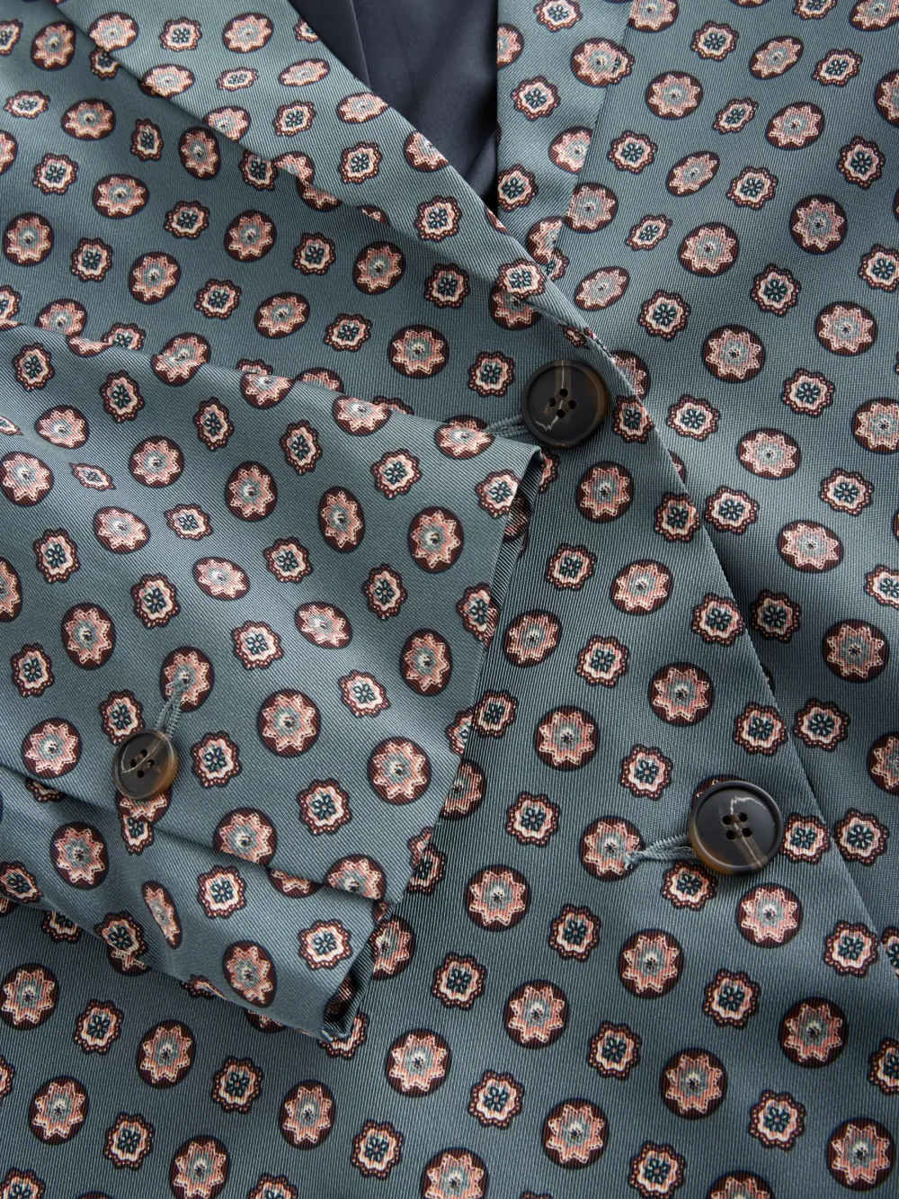 Blue Geometric Printed Loose Single-Breasted Blazer