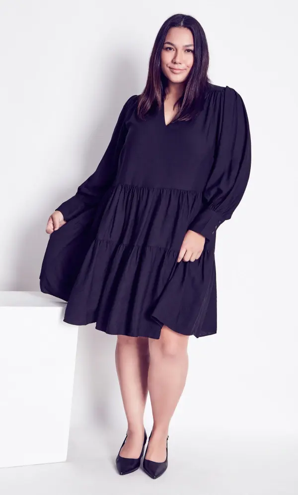 Evans Black Tiered Midi Dress
