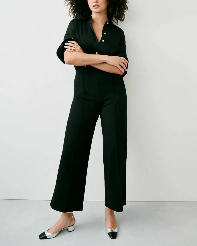 Ponte Cropped Wide Leg Pant