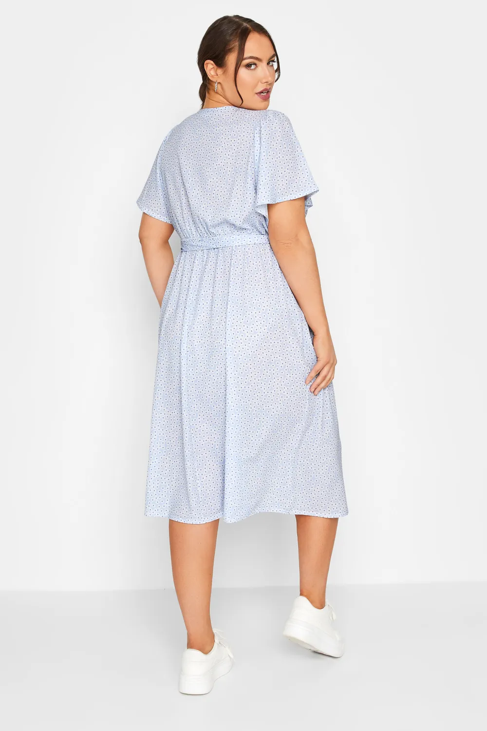 YOURS Curve Pink Ditsy Floral Print Wrap Dress