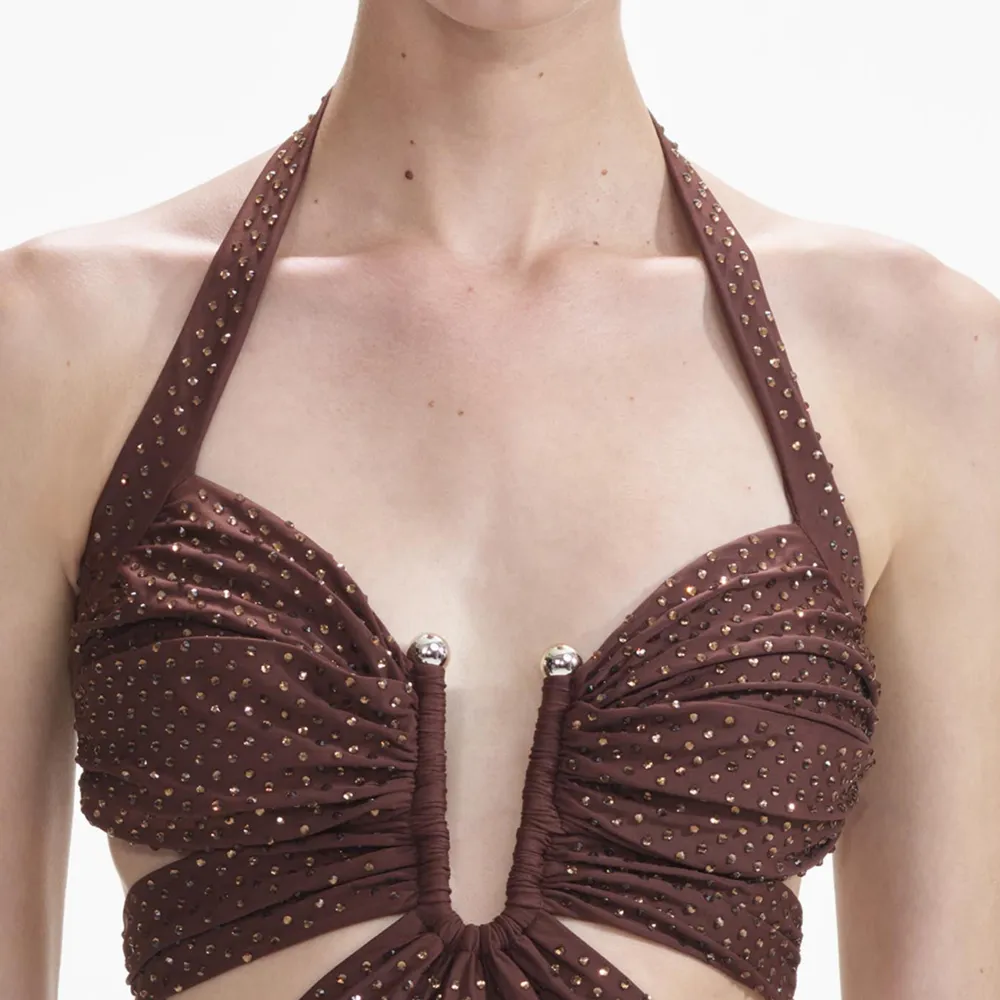 Brown Rhinestone Swimsuit