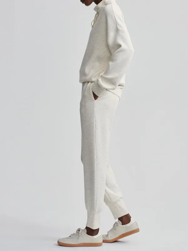 Chic Tie-Neck Loose-Fit Speckled Sweatshirt