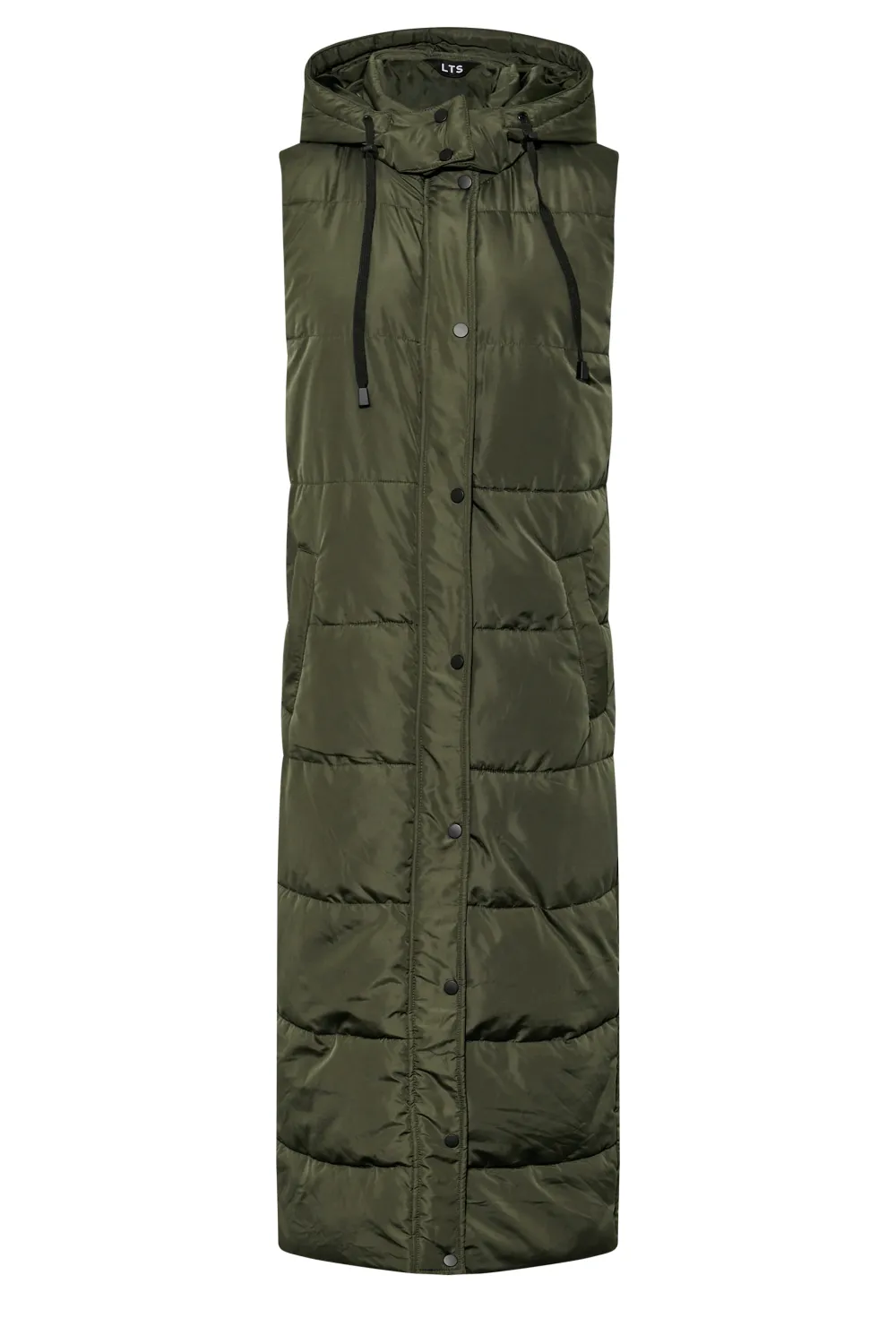 LTS Tall Khaki Green Midaxi Puffer Gilet