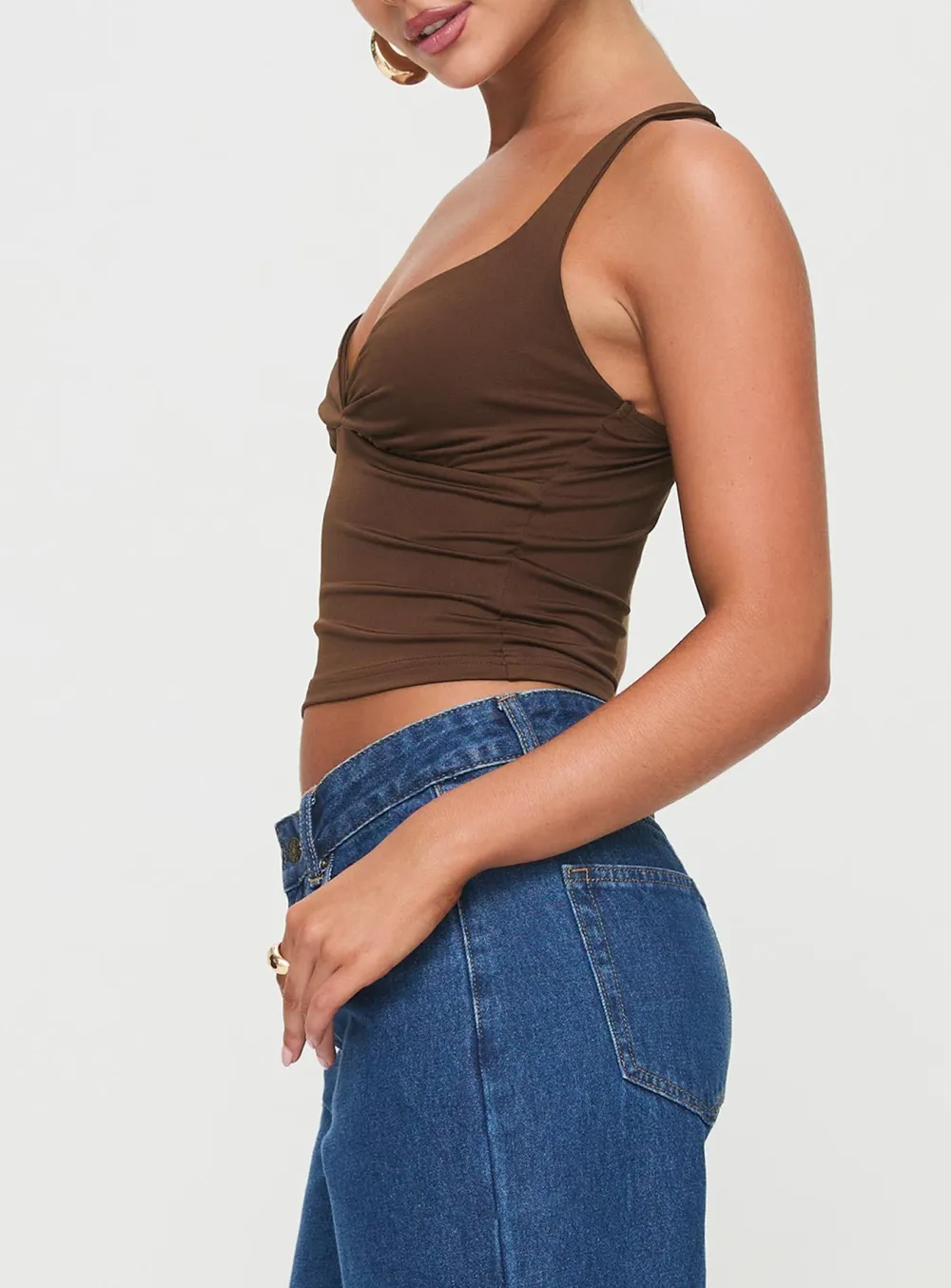 Ruched Front Red Crop Top