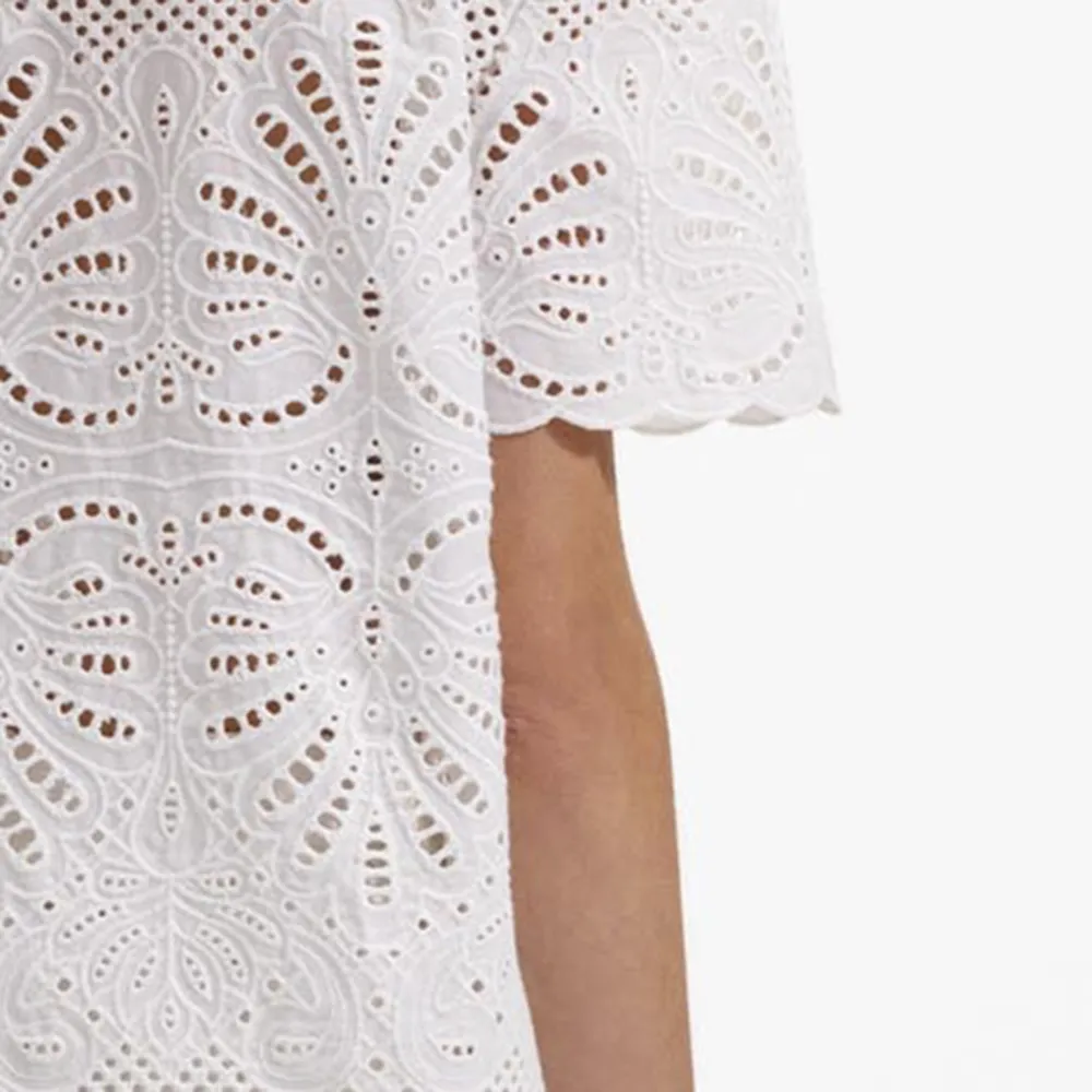 White Cotton Embroidery Top