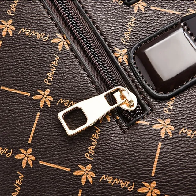 Women's Handbag Crossbody Bag PU Leather Daily Bowknot Large Capacity Plaid dark maple leaf with coffee Light Maple with Naturals Dark Maple with Naturals