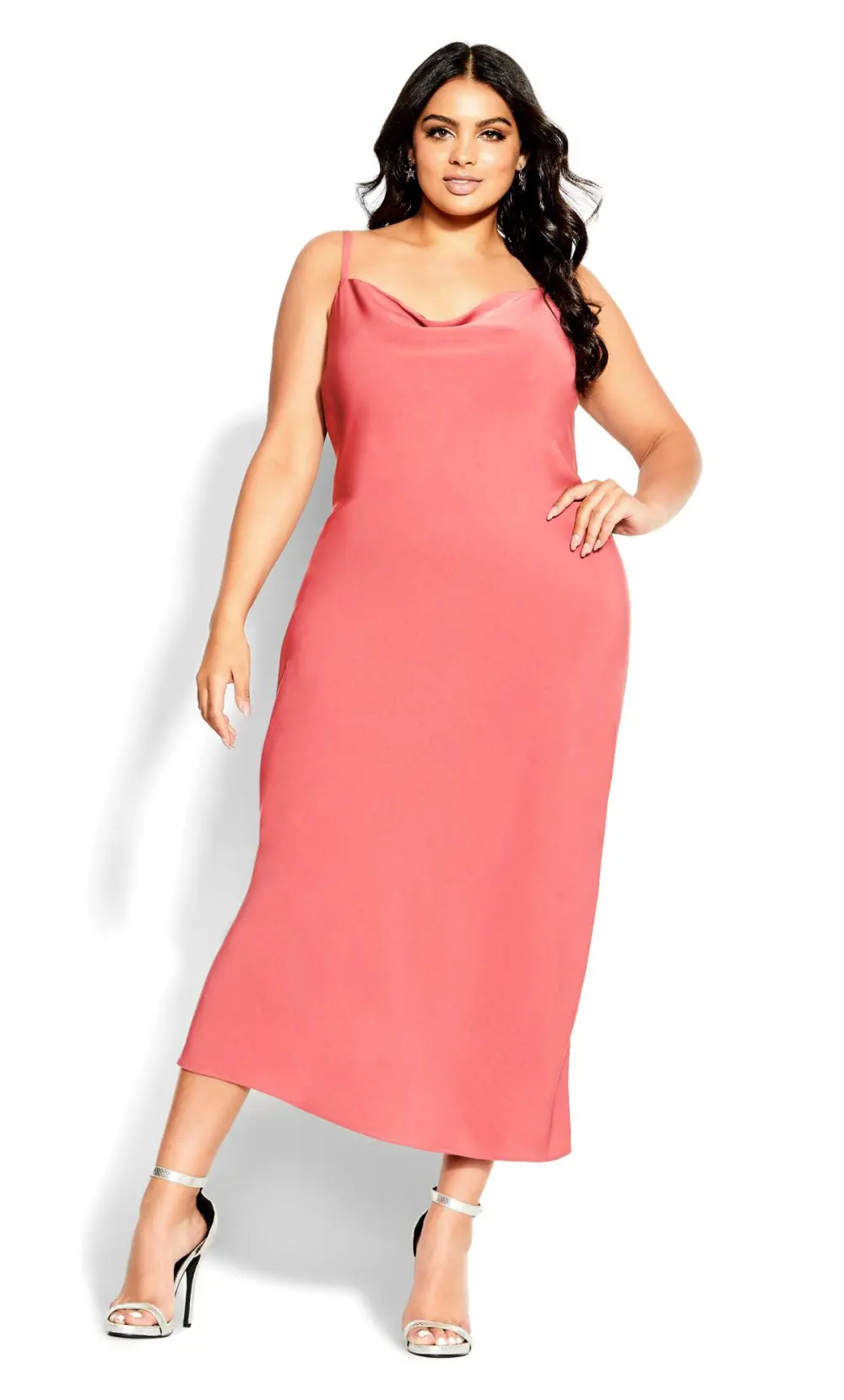 Evans Blush Pink Cowl Neck Midaxi Slip Dress